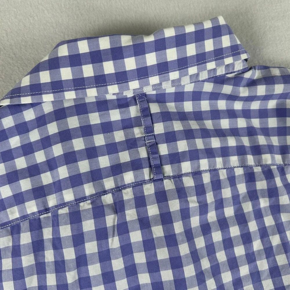 Banana Republic Shirt Mens Large Blue Check Long Sleeve Stretch Button Up Slim